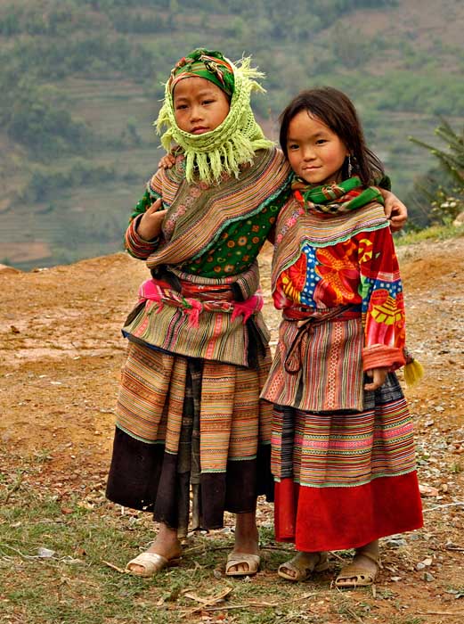 Two girls in native dress