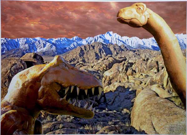 Fake Dinosaurs and Barren Landscape