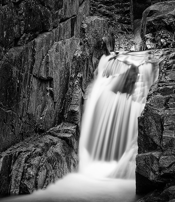 Monochrome image of a waterfall