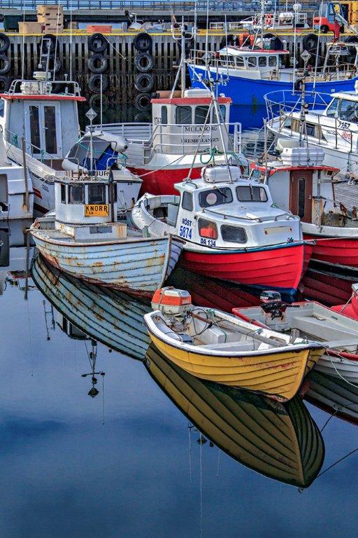 Colorful Boats and Reflections