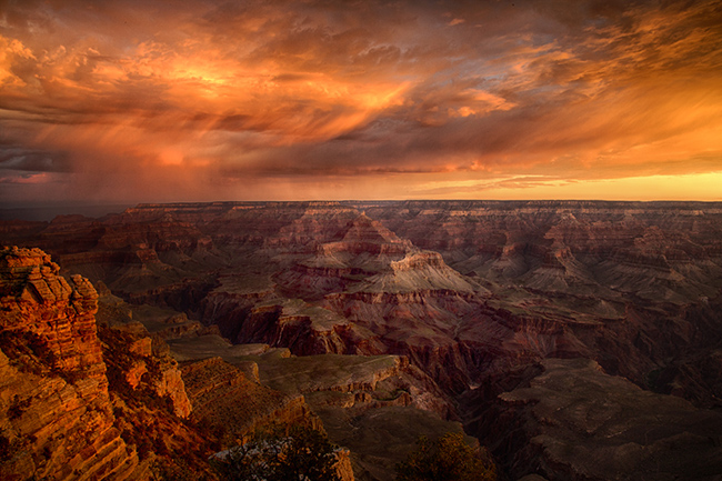 Storm clouds at sunset over the Grand Canyon
