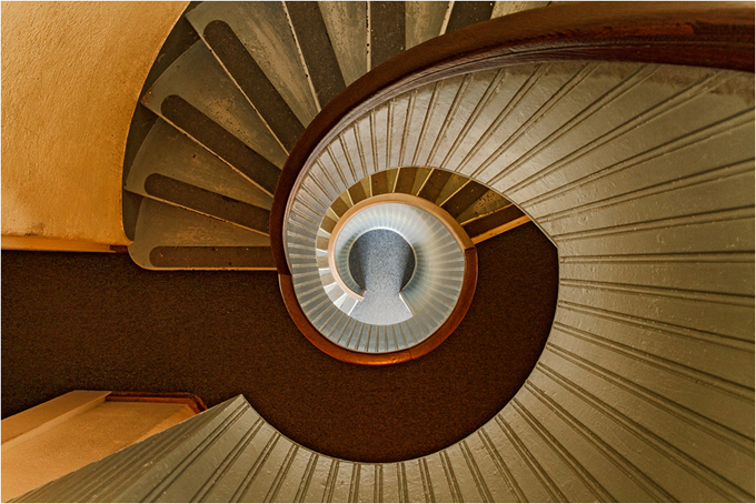 Spiral staircase shot from top to bottom